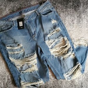 Distressed Medium-Blue Boyfriend Jeans